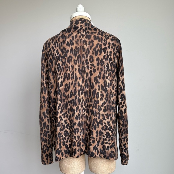 Charter Club Luxury 100% Cashmere Leopard Print Open Cardigan Sweater XL - Picture 3 of 4